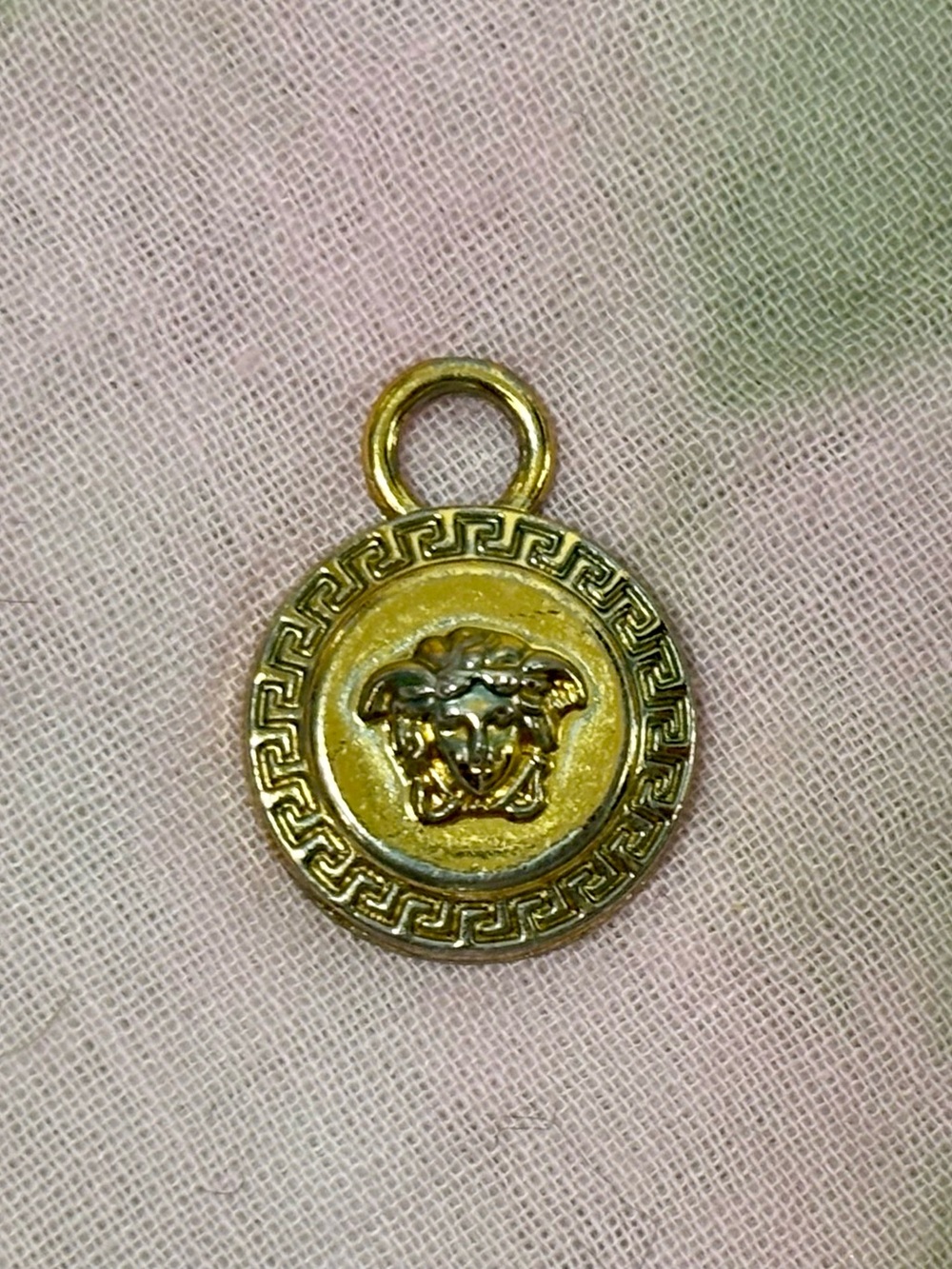 Versace Gold Medusa Greca Round Charm Pendant